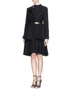 Lanvin Pinned Double Layer Ruffle Wool Coat - Lyst