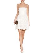 Valentino Leather/Lace Strapless Dress - Lyst