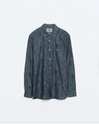 Zara Camouflage Denim Shirt - Lyst