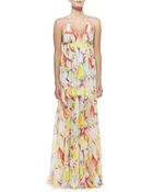Alice + Olivia Mcbain Printed Silk Halter Dress - Lyst