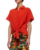 Lafayette 148 New York Elodie Short-sleeve Silk Blouse - Lyst