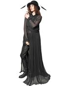 Ann Demeulemeester Pleated Techno Mesh Long Dress - Lyst