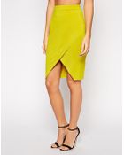 Asos Pencil Skirt with Wrap Front - Lyst