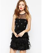 Aryn K. Sleeveless Dress With Feather Skirt - Lyst