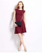 Ann Taylor Ponte Cap Sleeve Flounce Dress - Lyst