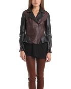 3.1 Phillip Lim 2 Tone Moto Cross Jacket In Chocolate - Lyst