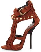 Giuseppe Zanotti Suede High-Heel Sandal With Fringe - Lyst