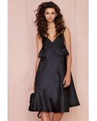 Nasty Gal Mia Peplum Satin Dress - Lyst
