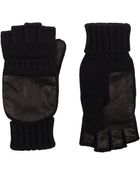 Barneys New York Leather-Palm Fingerless Gloves - Lyst