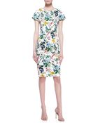 Carolina Herrera Botanical Cap-Sleeve Sheath Dress - Lyst