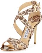 Jimmy Choo Lottie Leopard-print Metallic Sandal - Lyst