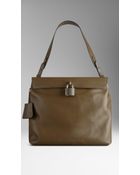 Burberry Large Studded Padlock Leather Hobo Bag - Lyst