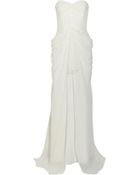 Badgley Mischka Lace-Paneled Silk-Chiffon Gown - Lyst