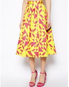 Asos Midi Skirt in Abstract Print - Lyst