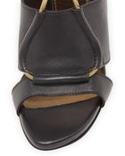 Lanvin Leather Chain-Strap Block-Heel Sandal - Lyst