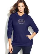 Michael Kors Michael Plus Waffle-Knit Hooded Logo Tee - Lyst