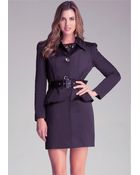 Bebe Belted Peplum Trench Coat - Lyst