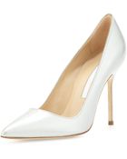 Manolo Blahnik Pointtoe Metallic Patent Pump - Lyst