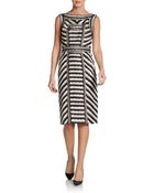 Carolina Herrera Silk Striped Organza & Lace Dress - Lyst