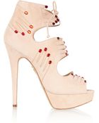 Charlotte Olympia Hands On Embellished Suede Sandals - Lyst