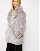 Asos Faux Fur Coat With Oversized Collar - Lyst