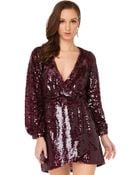 Akira Black Label One Night Burgundy Sequin Wrap Dress - Lyst