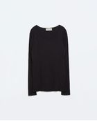 Zara Rib Tee Shirt - Lyst