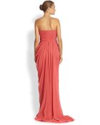 Notte By Marchesa Strapless Embroidered Silk Gown - Lyst