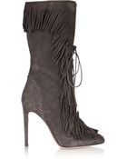 Aquazzura Carly Fringed Suede Boots - Lyst