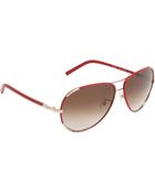 Chloé Leather-Wrapped Aviator Sunglasses - Lyst
