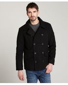 T-tech Tumi Black Wool Blend Pea Coat - Lyst