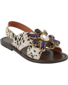 Marni Jeweled Slingback Flat Sandals - Lyst