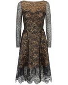 Oscar de la Renta Lacquered Chantilly Lace Dress - Lyst