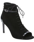 Saint Laurent Black Suede 'Jane 80' Open Toe Side Zip Ankle Booties - Lyst