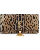 Saint Laurent Monogramme Leopard Print Tassel Clutch - Lyst