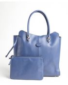 Tod's Imperial Blue Leather Logo Stamp Top Handle Large Tote - Lyst