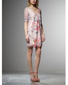 Patrizia Pepe Short Dress In Printed Lace - Lyst
