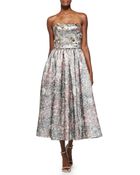 Notte By Marchesa Strapless Metallic Floral Cocktail Dress - Lyst