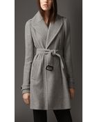 Burberry Cashmere Belted Wrap Coat - Lyst