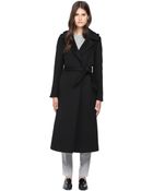 SOIA & KYO Rebbeca Black Long Belted Wool Trench Coat - Lyst