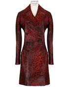 Azzedine Alaïa Red And Black Leopard Print Calfskin Coat - Lyst