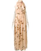 Givenchy Peach Long Silk Dress with Butterfly Prints - Lyst