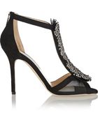 Jimmy Choo Feline Bead-Embellished Suede And Mesh Sandals - Lyst
