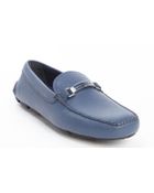 Prada Bright Blue Leather Penny Loafers - Lyst