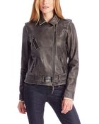 BOSS Orange Jannacrafted | Leather Biker Jacket With Embroidered Detail - Lyst