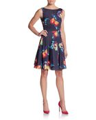 Betsey Johnson Floral-Print Fit-And-Flare Dress - Lyst