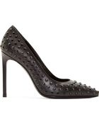 Saint Laurent Black Leather Studded Paris Pumps - Lyst