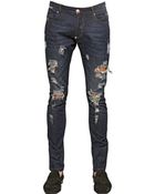 Philipp Plein 16Cm Distressed Stretch Cotton Jeans - Lyst