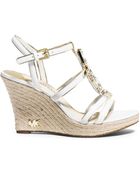 Michael Kors Jayden Embellished-Leather Wedge - Lyst