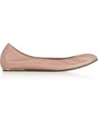 Lanvin Metal-Heeled Leather Ballet Flats - Lyst